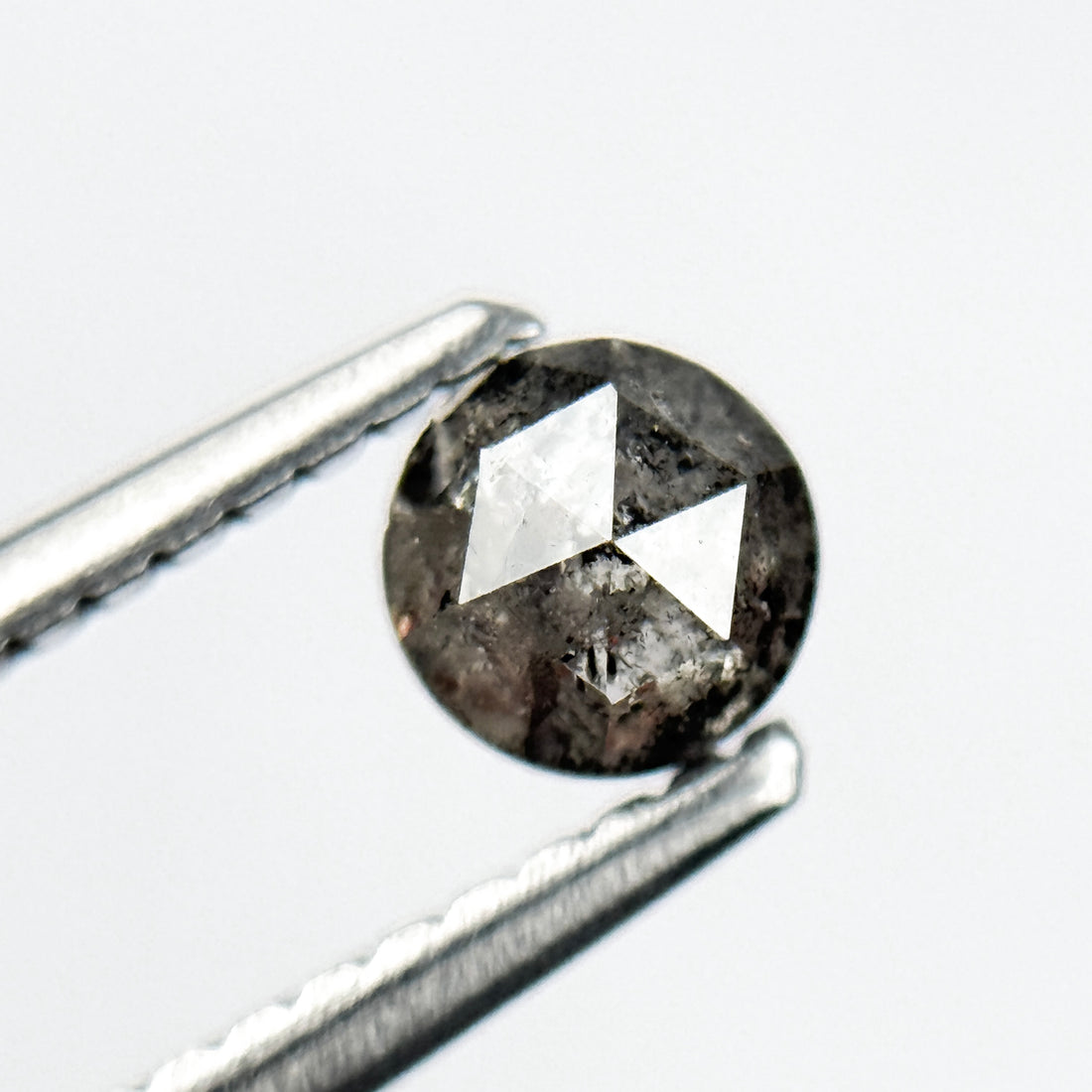 0.43 Ct Round Rose Cut Grey Natural Salt and Pepper Diamond