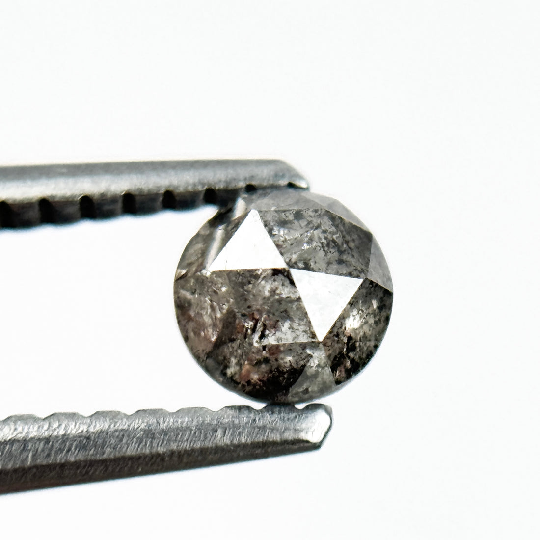 0.43 Ct Round Rose Cut Grey Natural Salt and Pepper Diamond