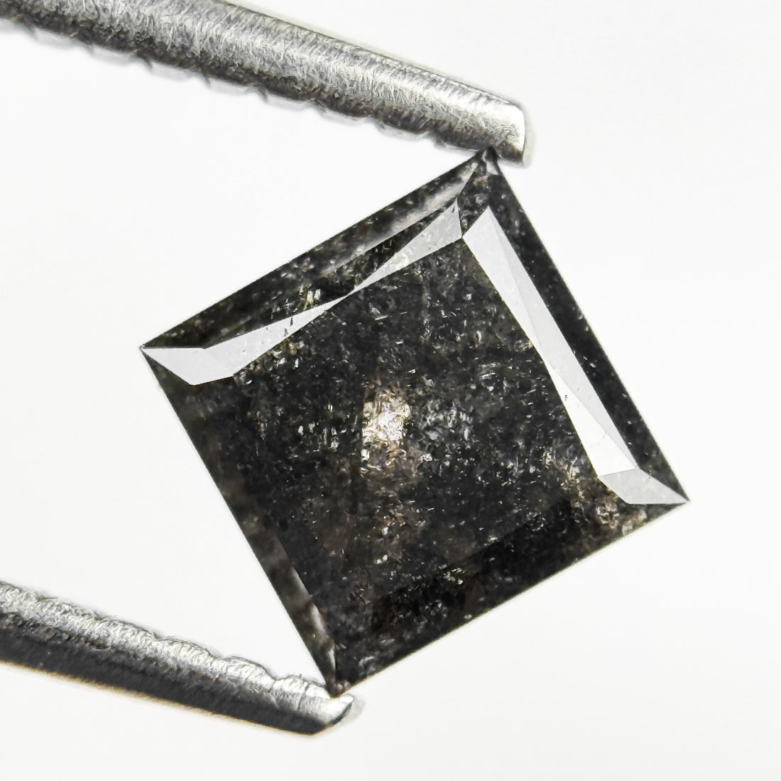 1.05 Ct Princess Rose Cut Grey Natural Salt and Pepper Diamond