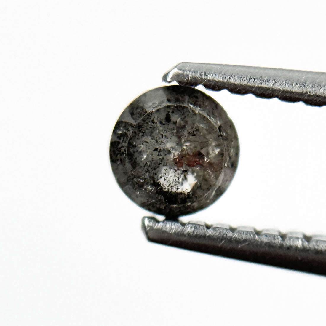 0.43 Ct Round Rose Cut Grey Natural Salt and Pepper Diamond