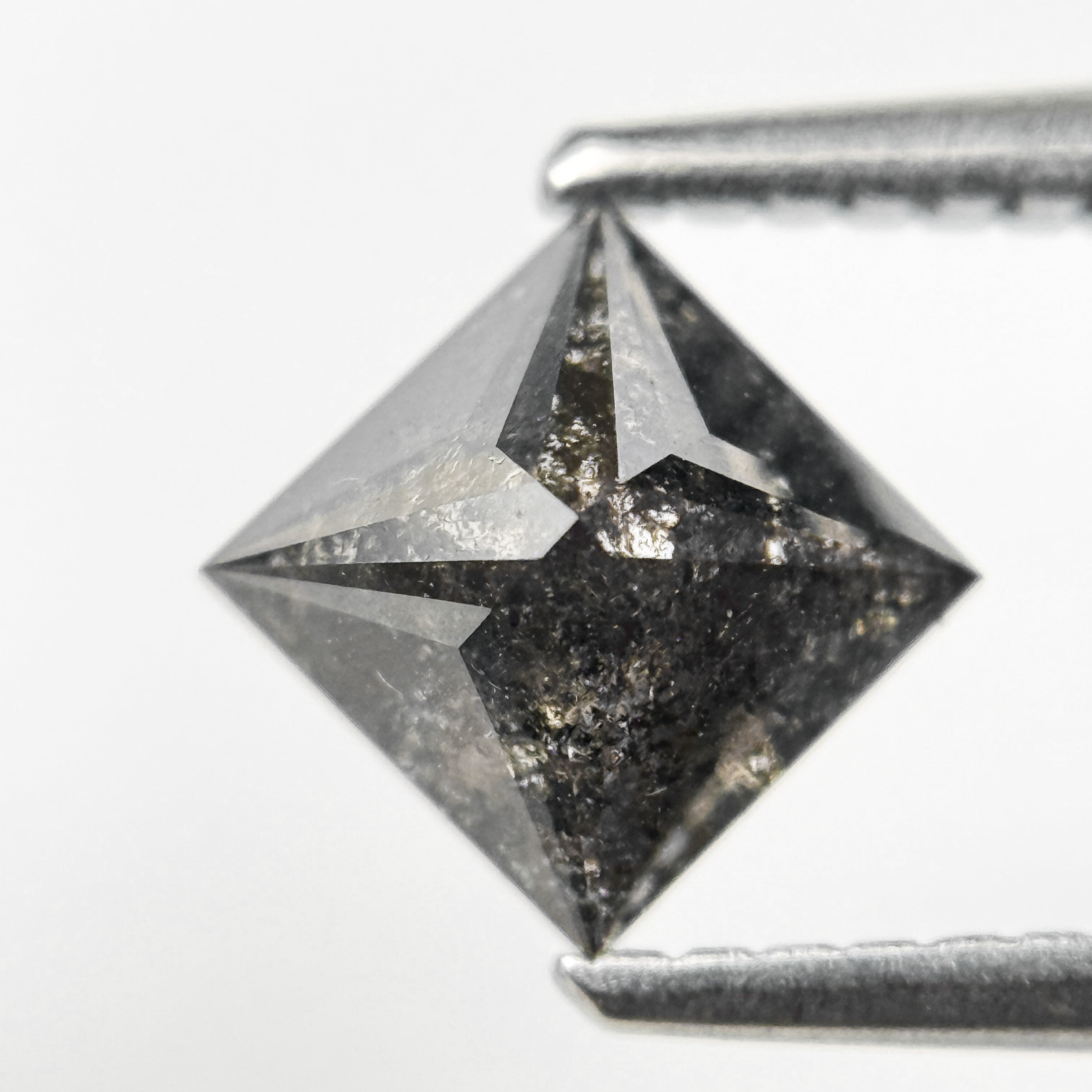 1.05 Ct Princess Rose Cut Grey Natural Salt and Pepper Diamond