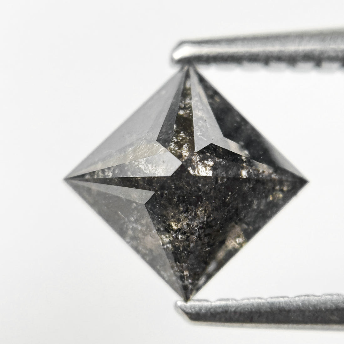 1.05 Ct Princess Rose Cut Grey Natural Salt and Pepper Diamond