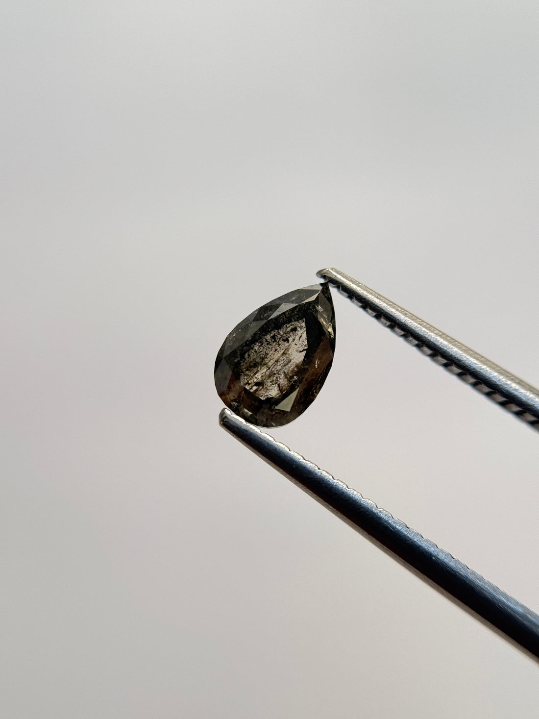 0.77 Ct Pear Rose Cut Grey Natural Salt and Pepper Diamond