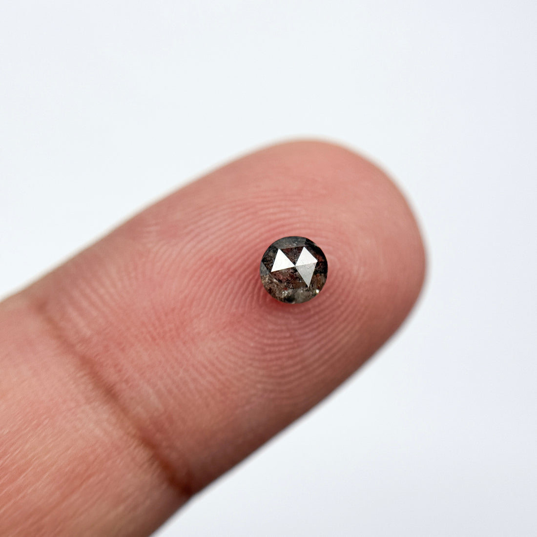 0.43 Ct Round Rose Cut Grey Natural Salt and Pepper Diamond