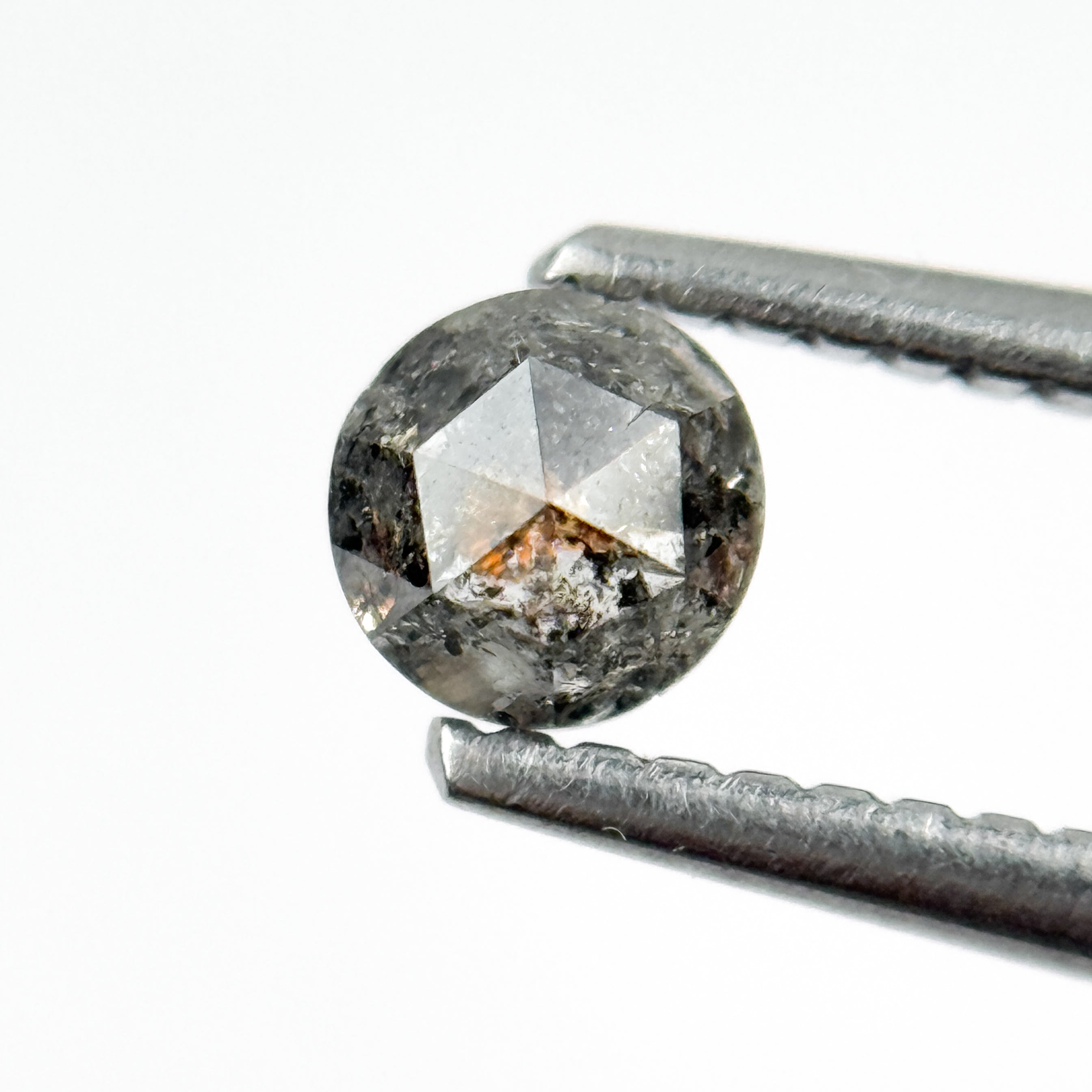 0.50 Ct Round Rose Cut Black Natural Salt and Pepper Diamond