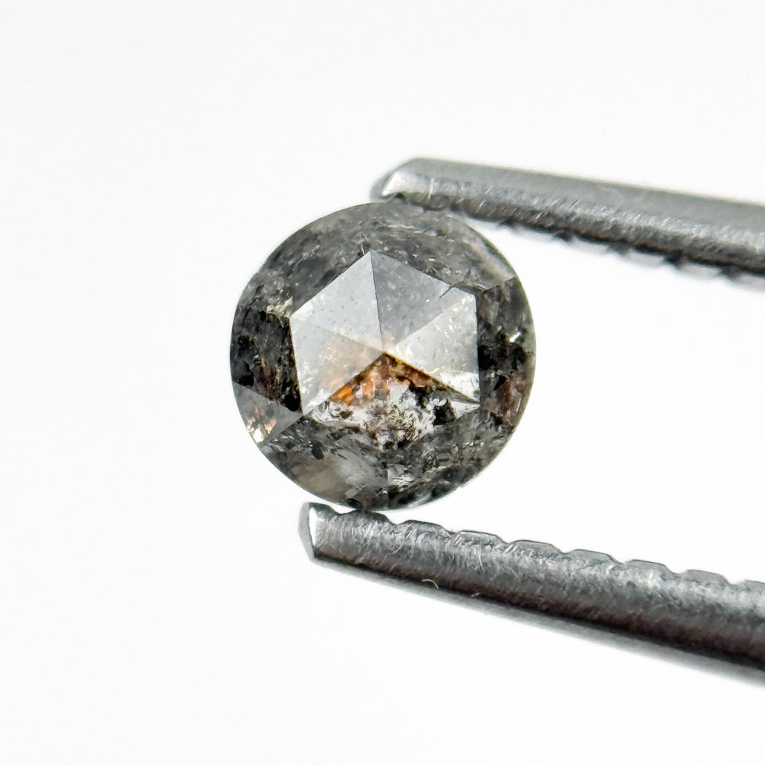 0.50 Ct Round Rose Cut Black Natural Salt and Pepper Diamond