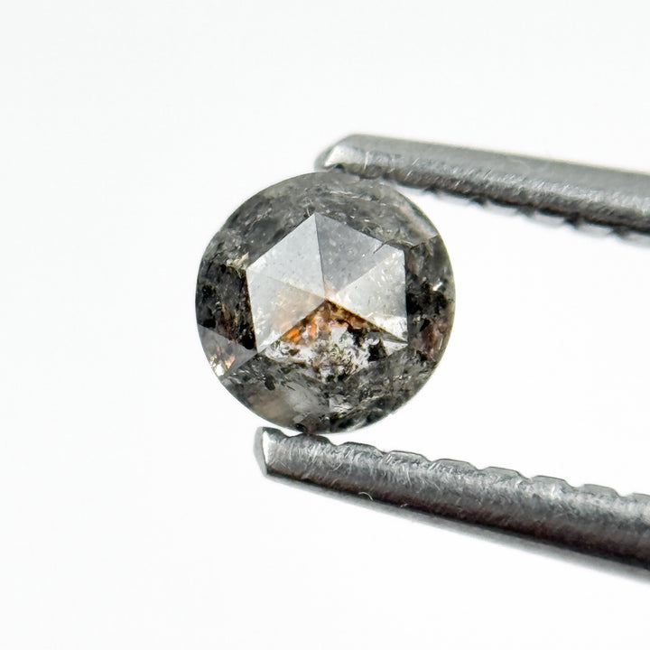 0.50 Ct Round Rose Cut Black Natural Salt and Pepper Diamond