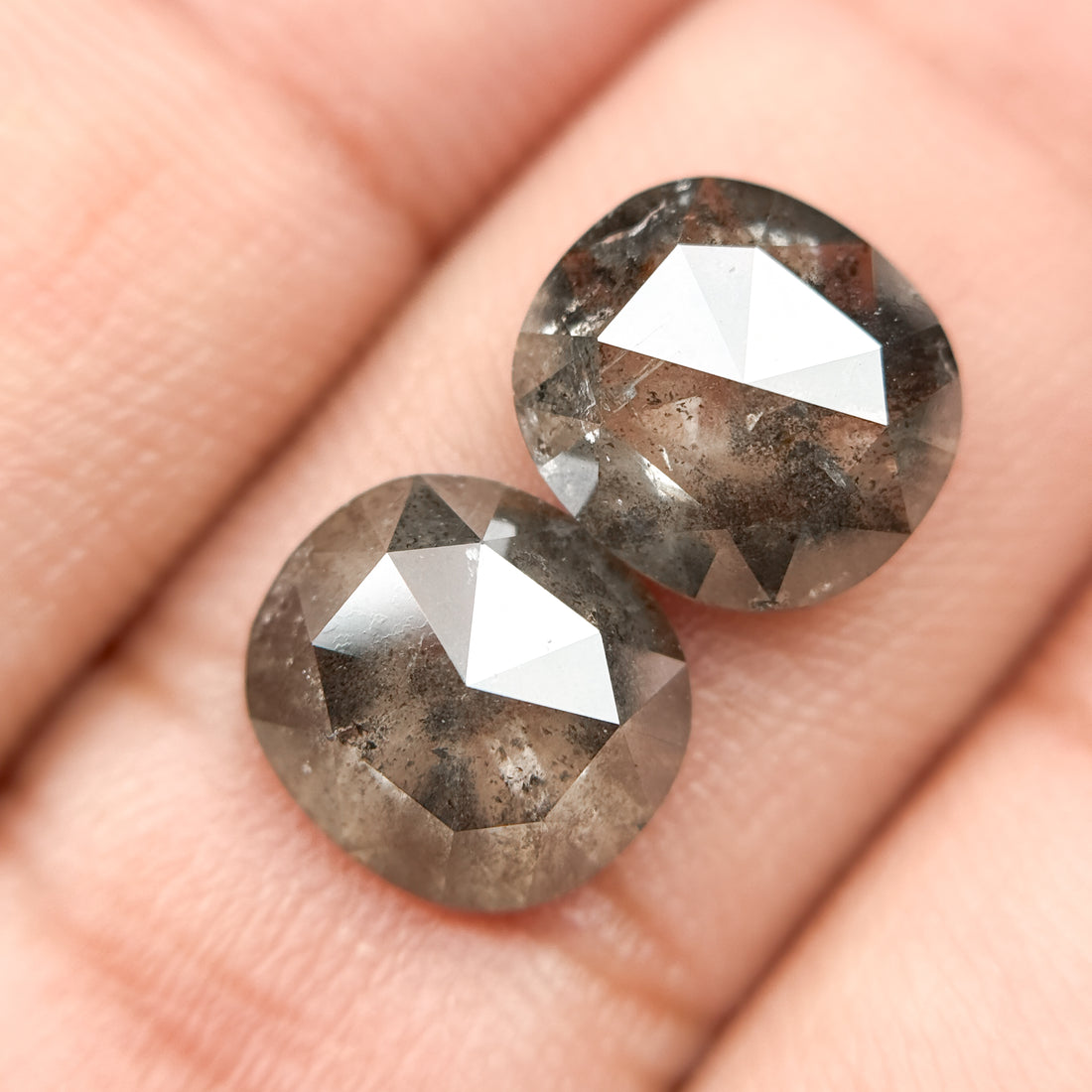 4.89 Ct Cushion Rose Cut Grey Natural Galaxy Diamond