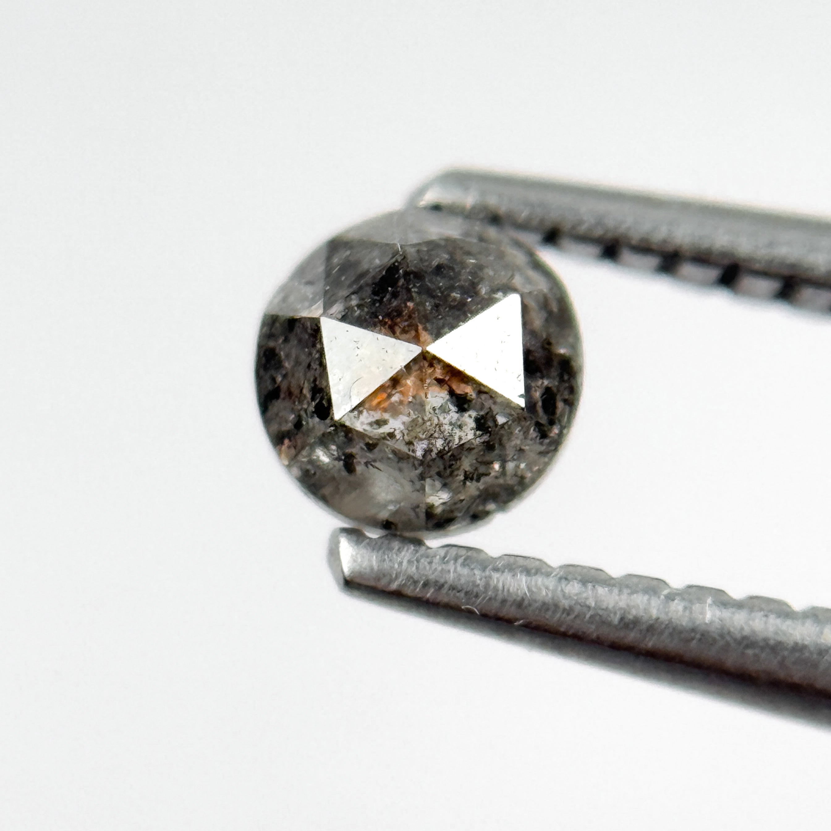 0.50 Ct Round Rose Cut Black Natural Salt and Pepper Diamond