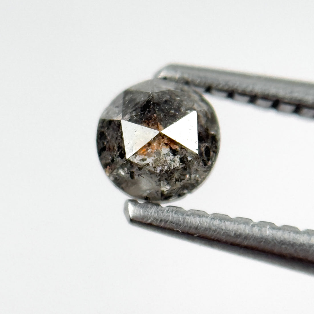 0.50 Ct Round Rose Cut Black Natural Salt and Pepper Diamond