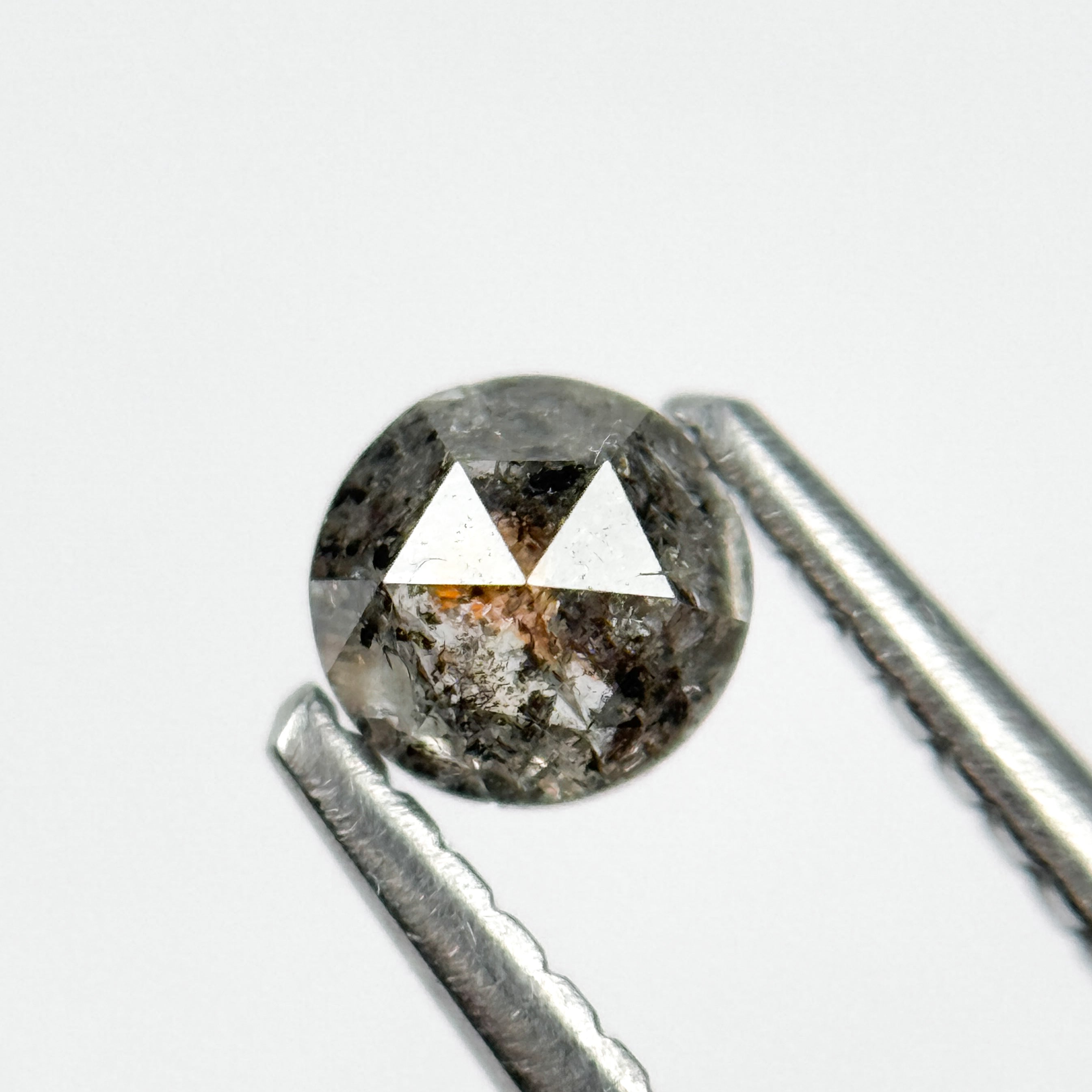 0.50 Ct Round Rose Cut Black Natural Salt and Pepper Diamond