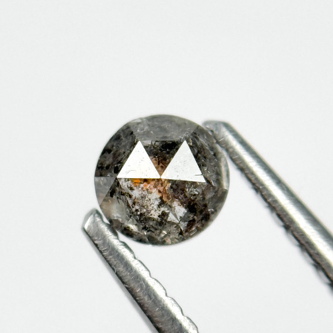 0.50 Ct Round Rose Cut Black Natural Salt and Pepper Diamond