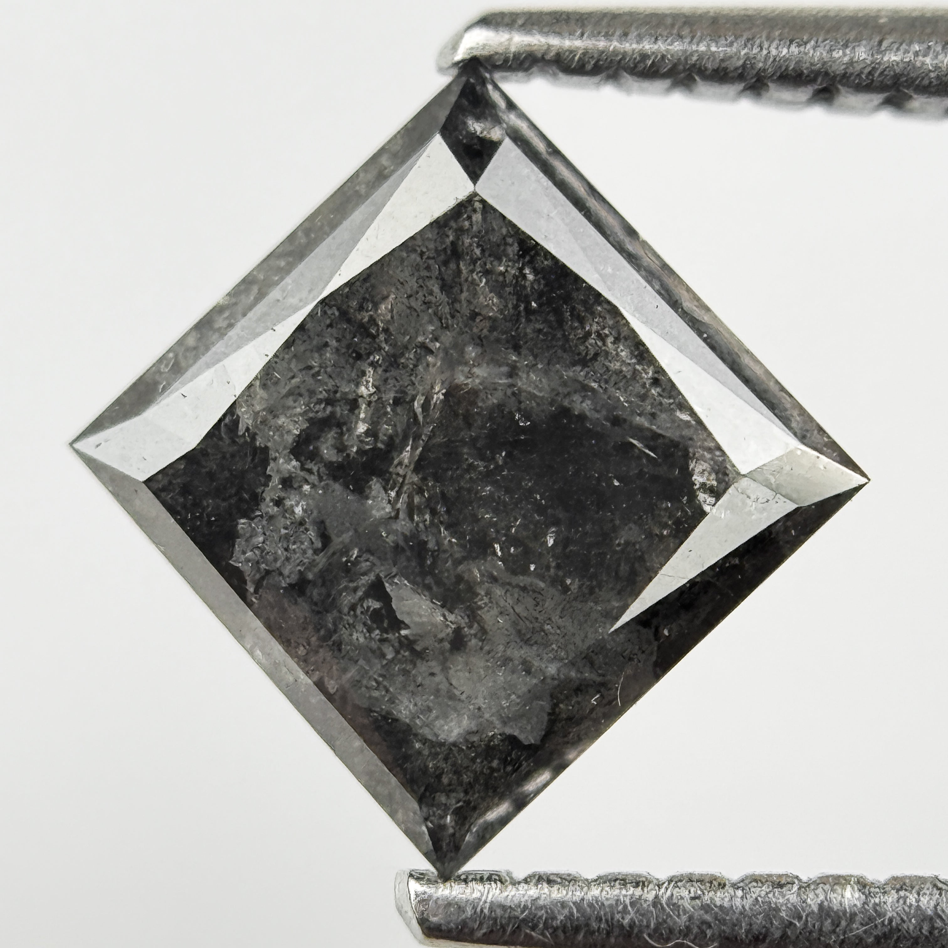 1.33 Ct Princess Rose Cut Grey Natural Salt and Pepper Diamond