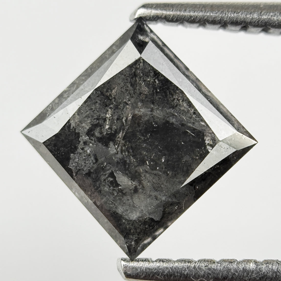 1.33 Ct Princess Rose Cut Grey Natural Salt and Pepper Diamond