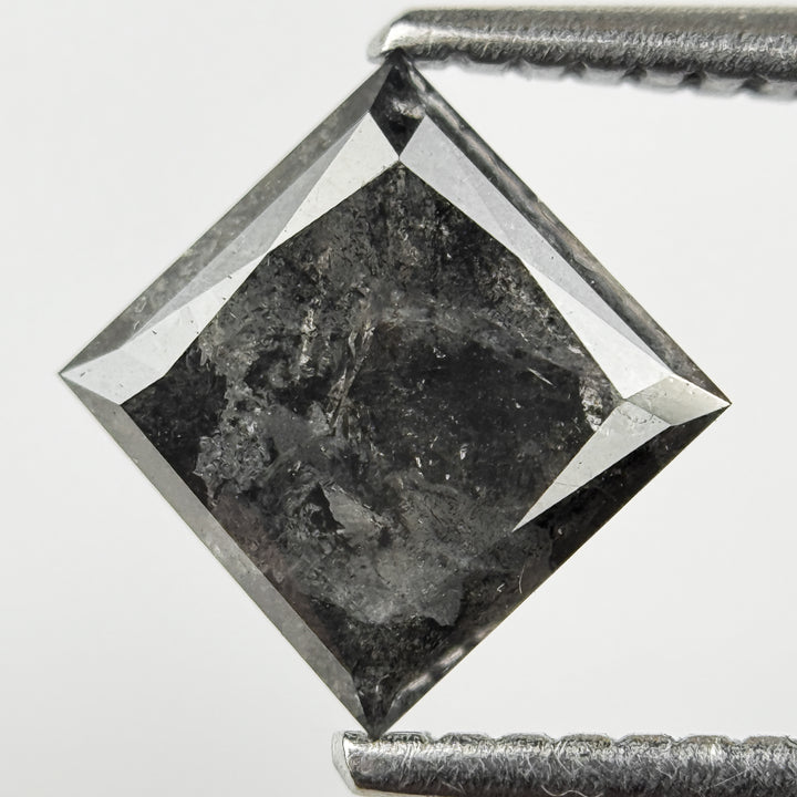 1.33 Ct Princess Rose Cut Grey Natural Salt and Pepper Diamond