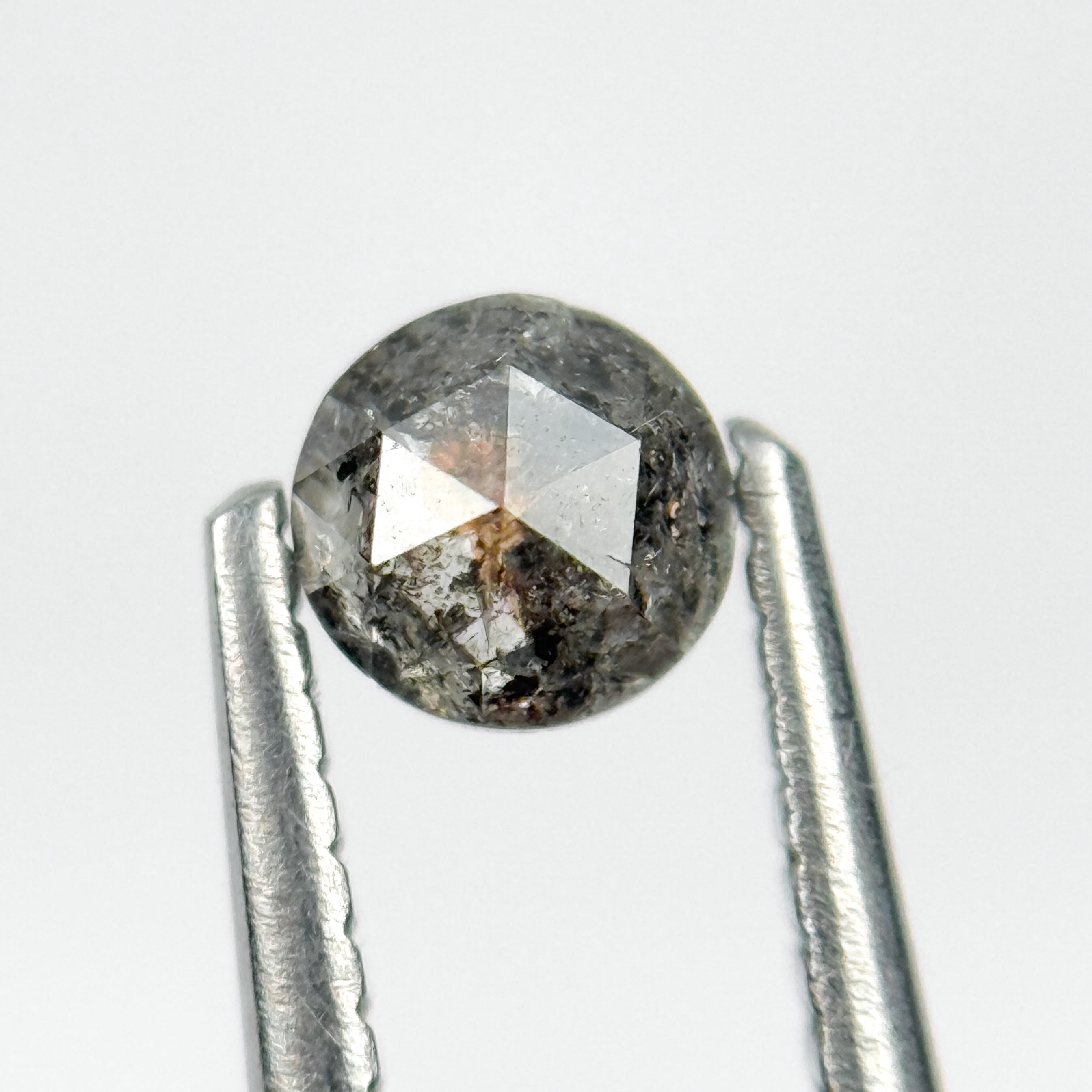 0.50 Ct Round Rose Cut Black Natural Salt and Pepper Diamond