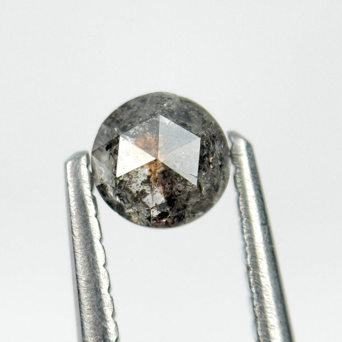 0.50 Ct Round Rose Cut Black Natural Salt and Pepper Diamond