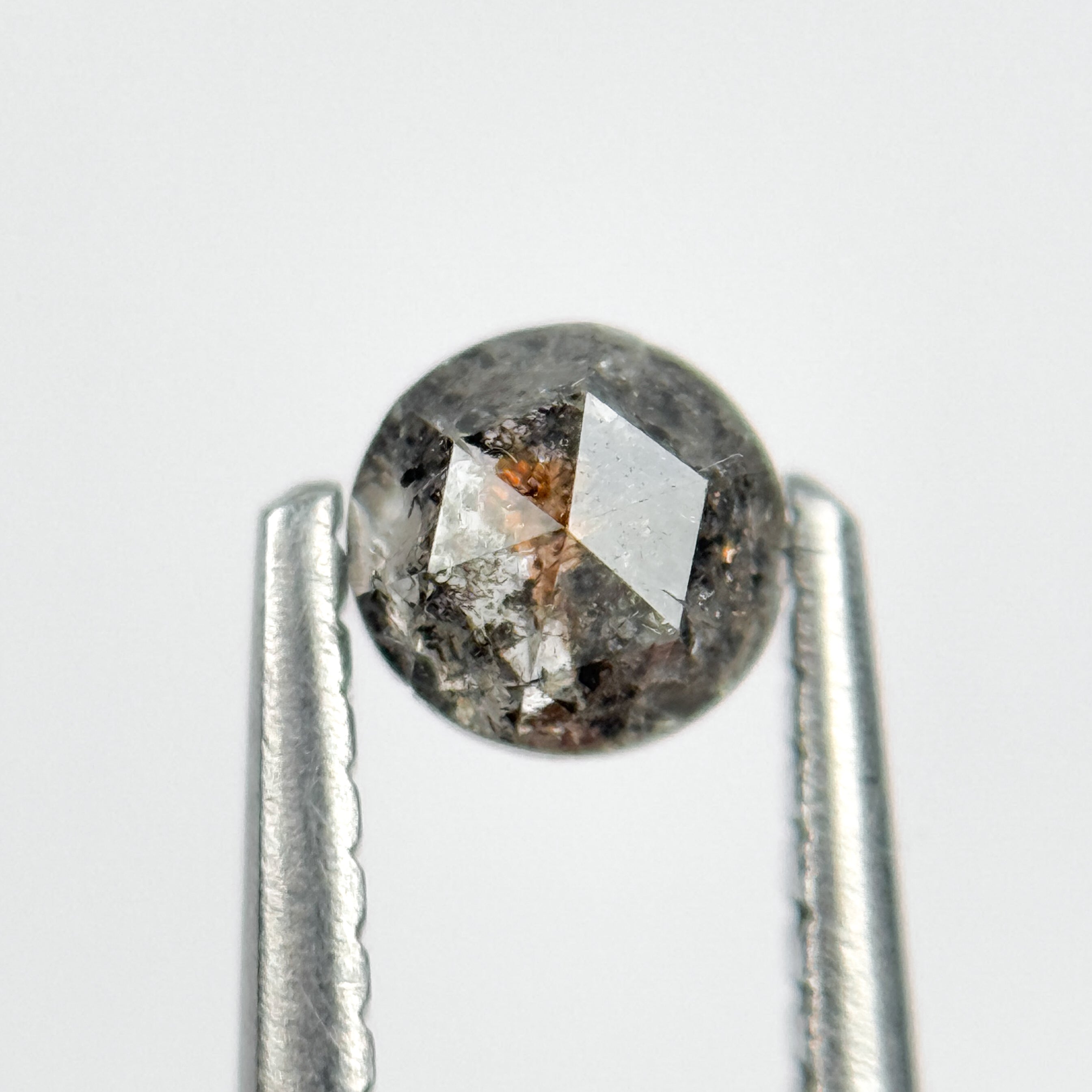 0.50 Ct Round Rose Cut Black Natural Salt and Pepper Diamond