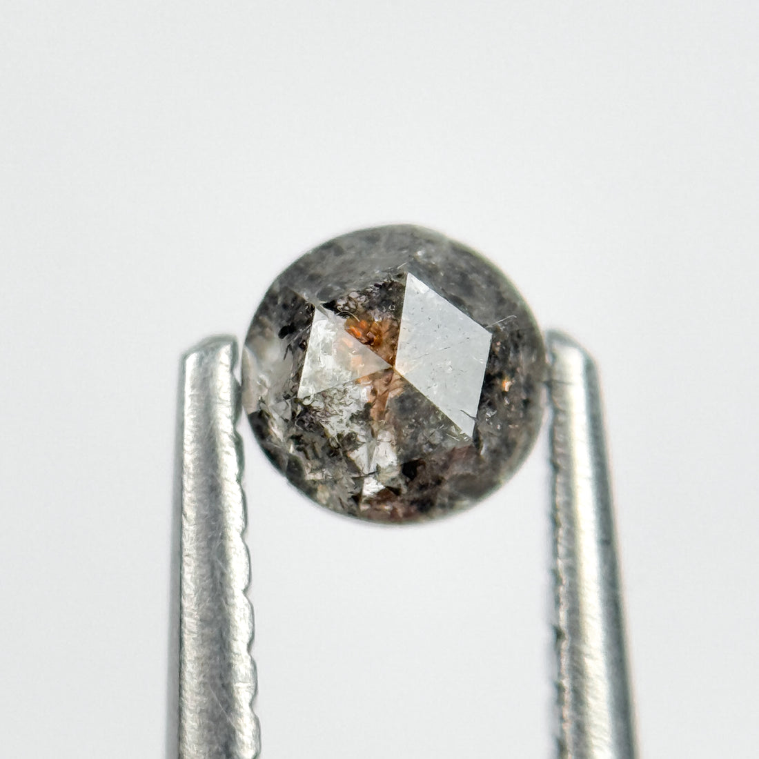 0.50 Ct Round Rose Cut Black Natural Salt and Pepper Diamond