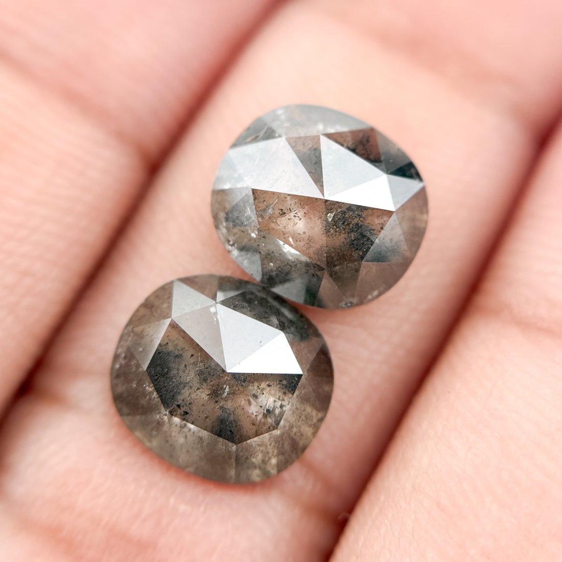 4.89 Ct Cushion Rose Cut Grey Natural Galaxy Diamond