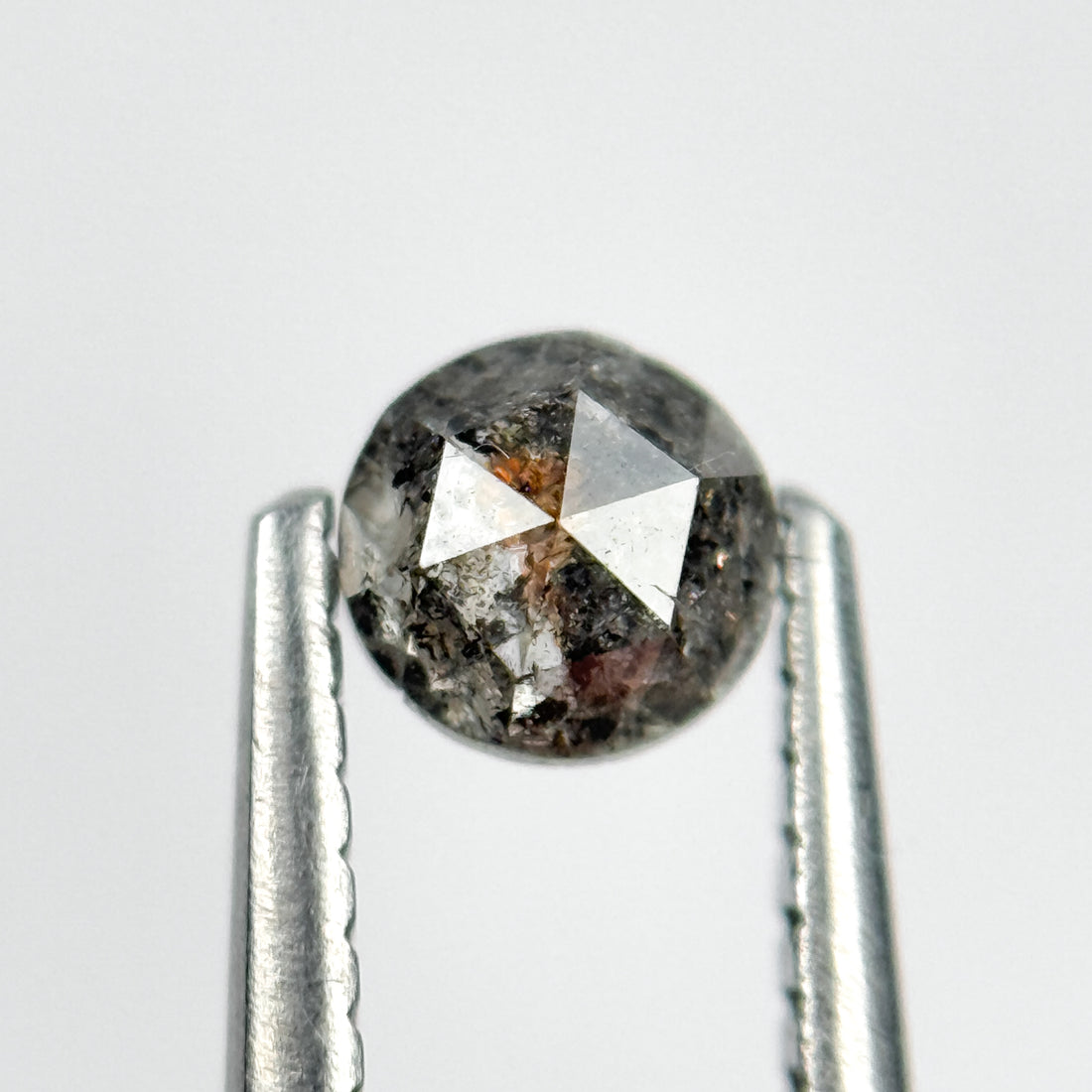 0.50 Ct Round Rose Cut Black Natural Salt and Pepper Diamond