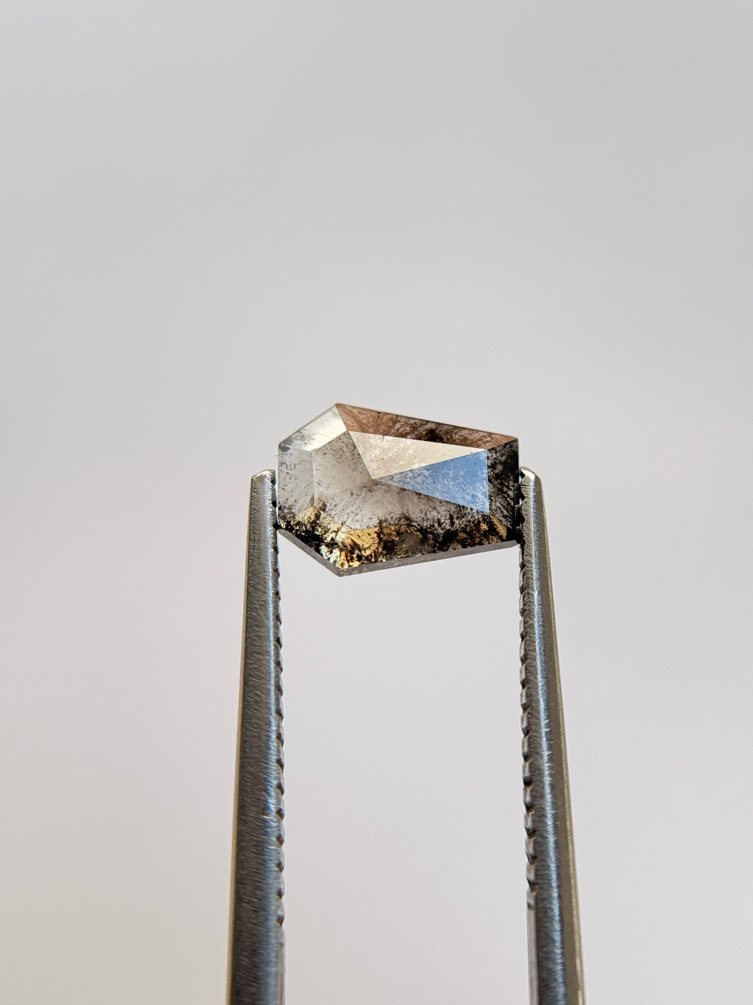 1.04 Ct Coffin Rose Cut Grey Natural Salt and Pepper Diamond