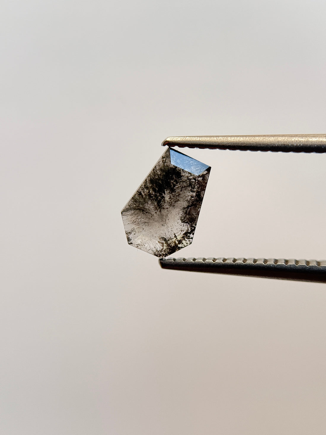 1.04 Ct Coffin Rose Cut Grey Natural Salt and Pepper Diamond