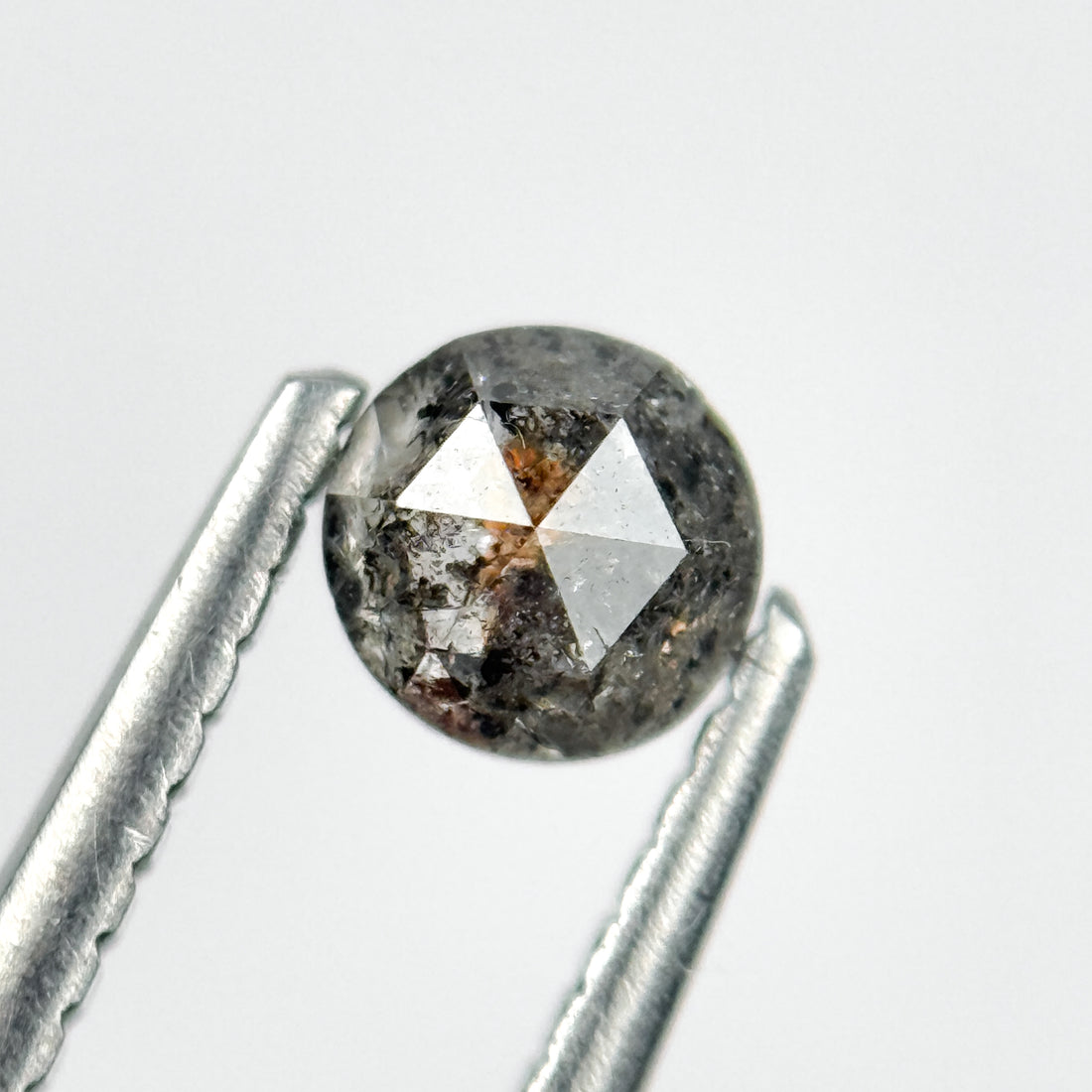 0.50 Ct Round Rose Cut Black Natural Salt and Pepper Diamond