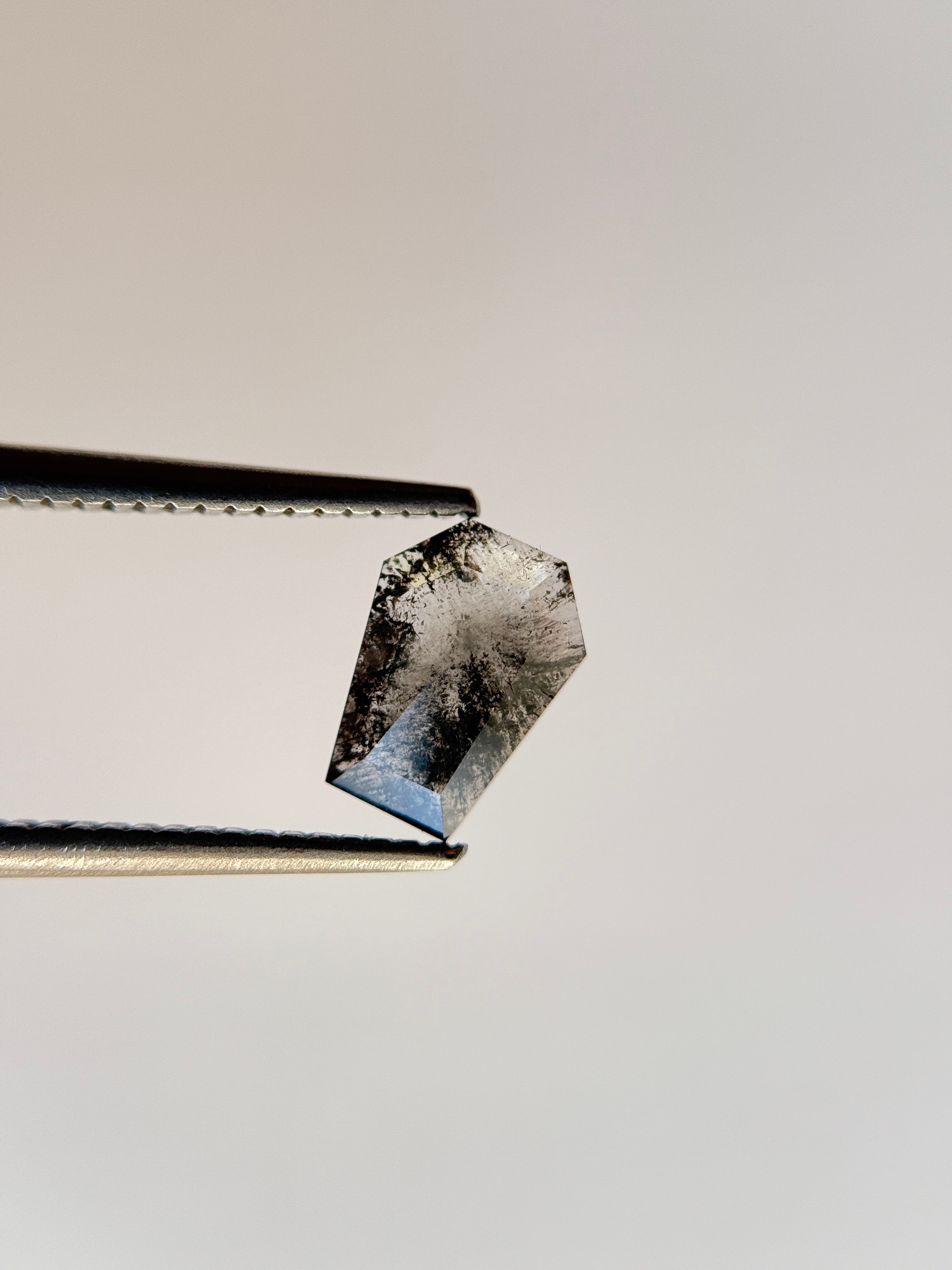 1.04 Ct Coffin Rose Cut Grey Natural Salt and Pepper Diamond
