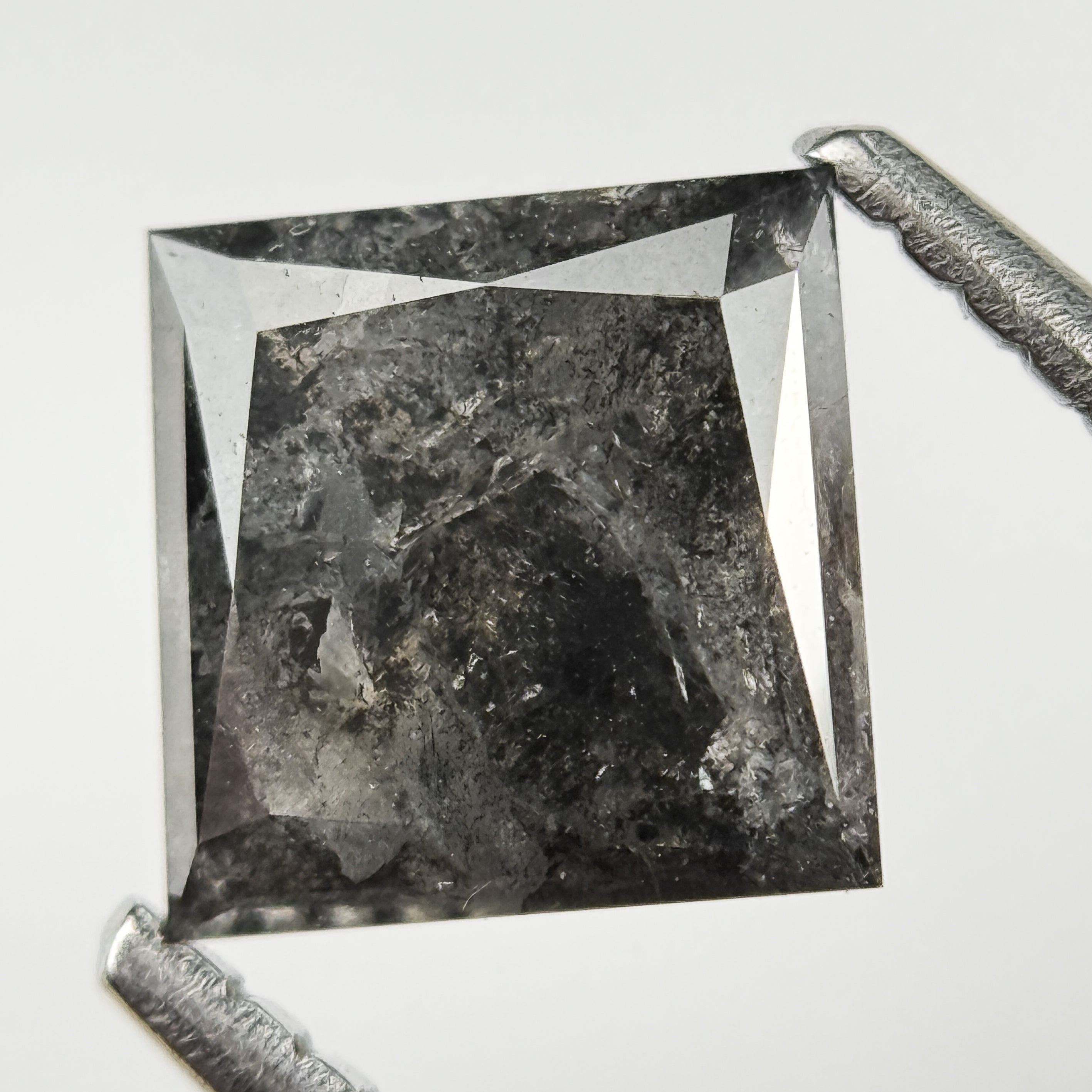 1.33 Ct Princess Rose Cut Grey Natural Salt and Pepper Diamond