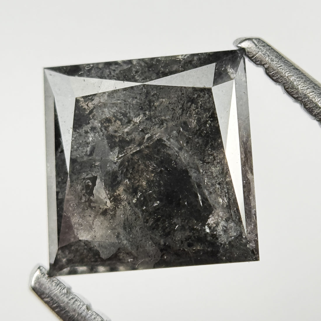 1.33 Ct Princess Rose Cut Grey Natural Salt and Pepper Diamond