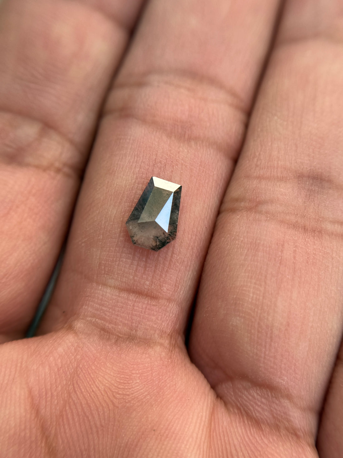 1.04 Ct Coffin Rose Cut Grey Natural Salt and Pepper Diamond