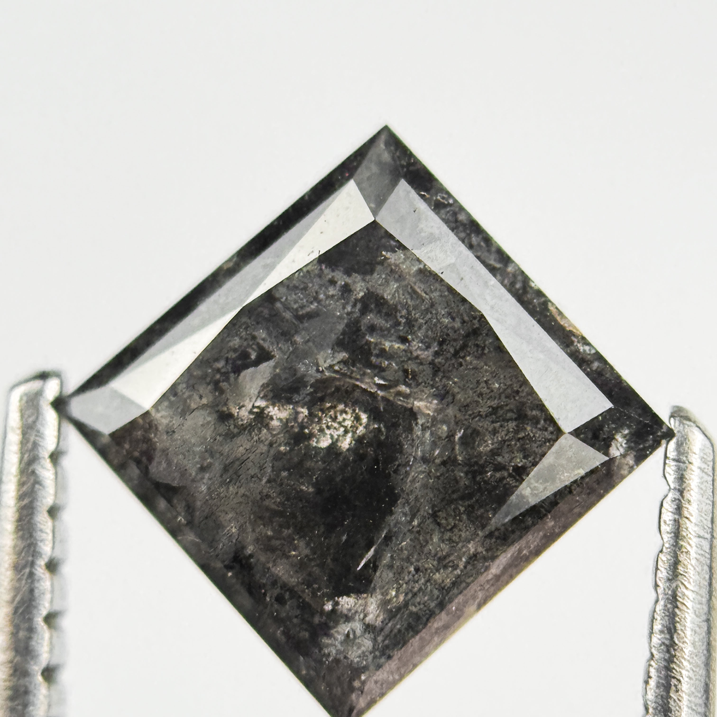 1.33 Ct Princess Rose Cut Grey Natural Salt and Pepper Diamond