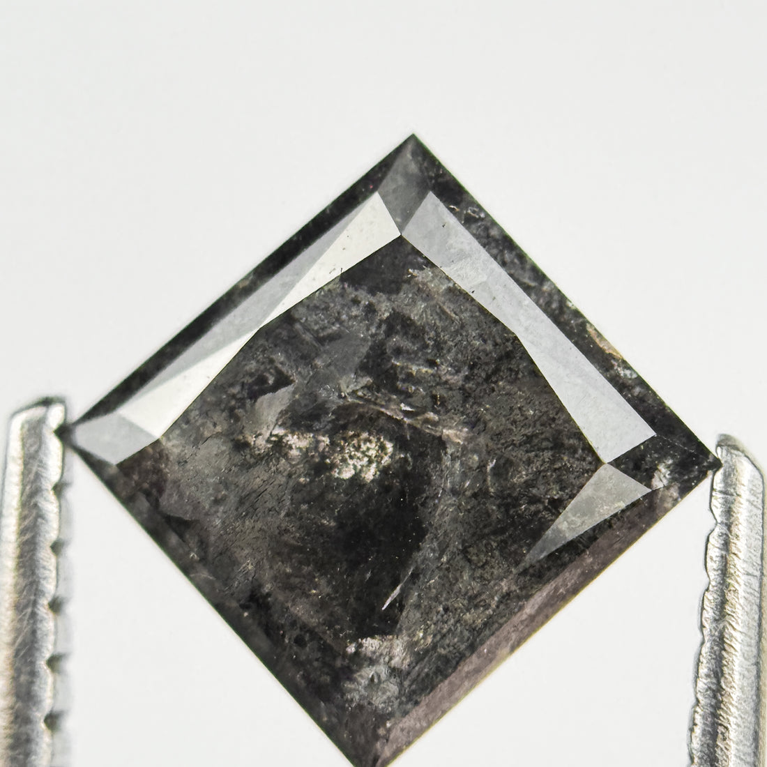 1.33 Ct Princess Rose Cut Grey Natural Salt and Pepper Diamond