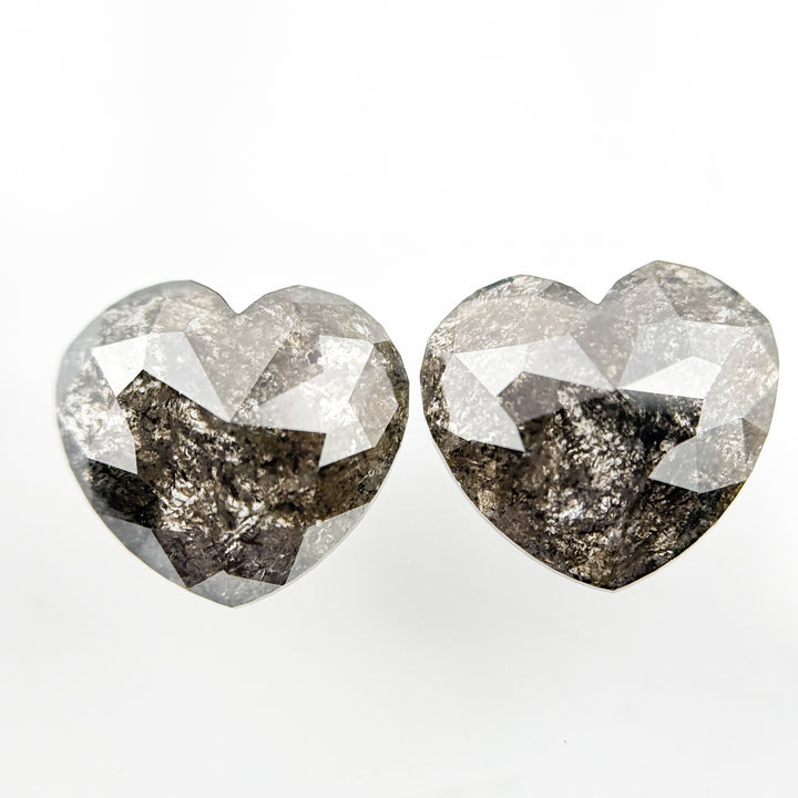 9 MM Heart Rose Cut Grey Natural Galaxy Diamond