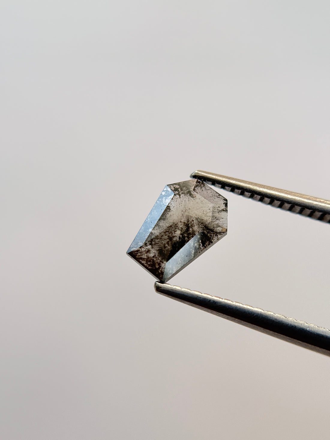1.04 Ct Coffin Rose Cut Grey Natural Salt and Pepper Diamond