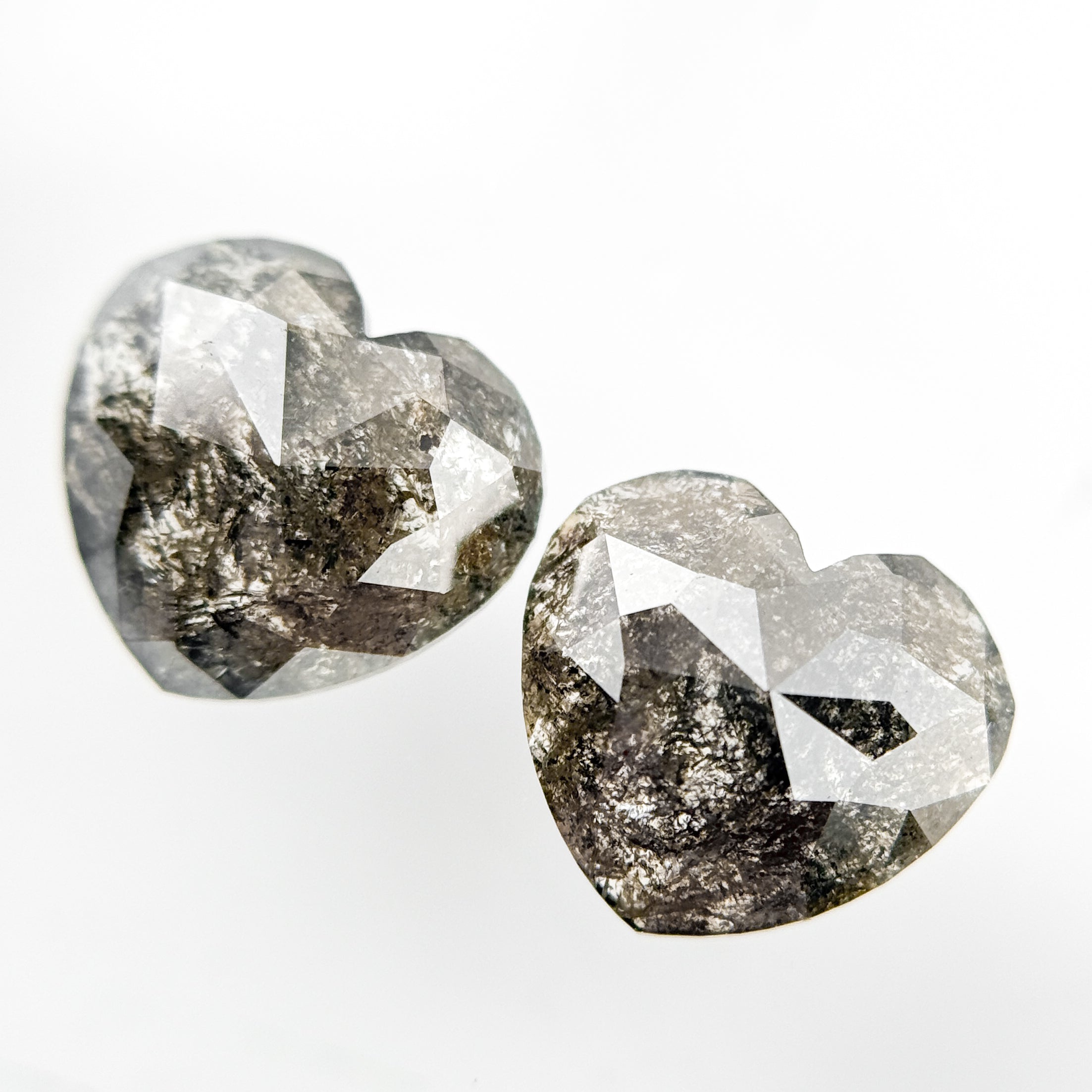 9 MM Heart Rose Cut Grey Natural Galaxy Diamond
