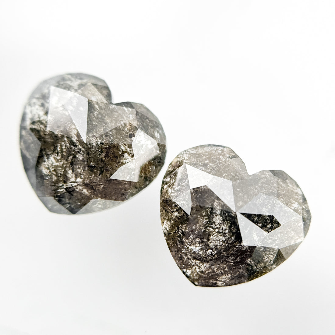 9 MM Heart Rose Cut Grey Natural Galaxy Diamond
