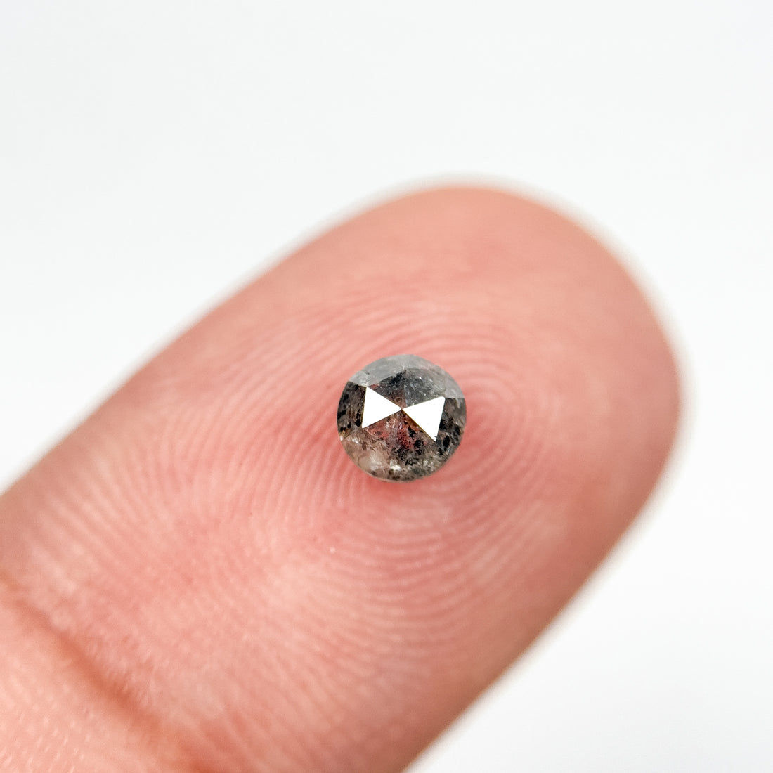 0.50 Ct Round Rose Cut Black Natural Salt and Pepper Diamond