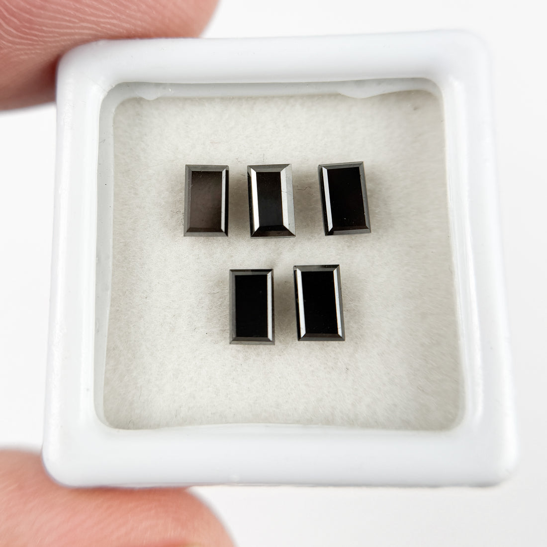 6 MM Baguette Rose Cut Black Natural Fancy Diamond