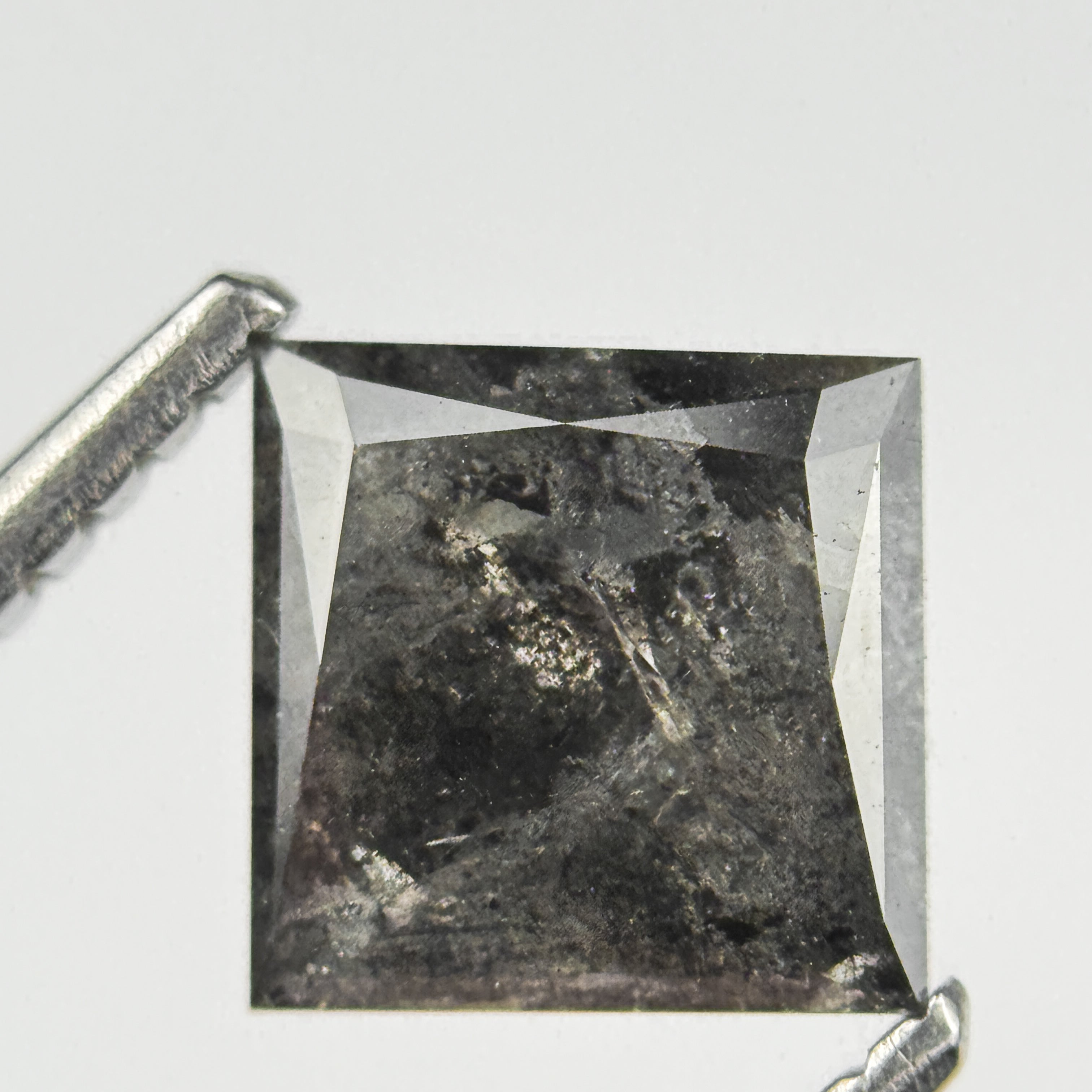 1.33 Ct Princess Rose Cut Grey Natural Salt and Pepper Diamond