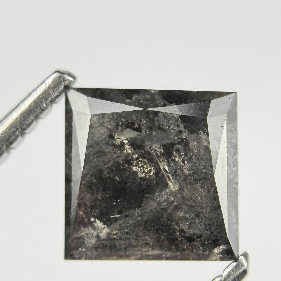 1.33 Ct Princess Rose Cut Grey Natural Salt and Pepper Diamond