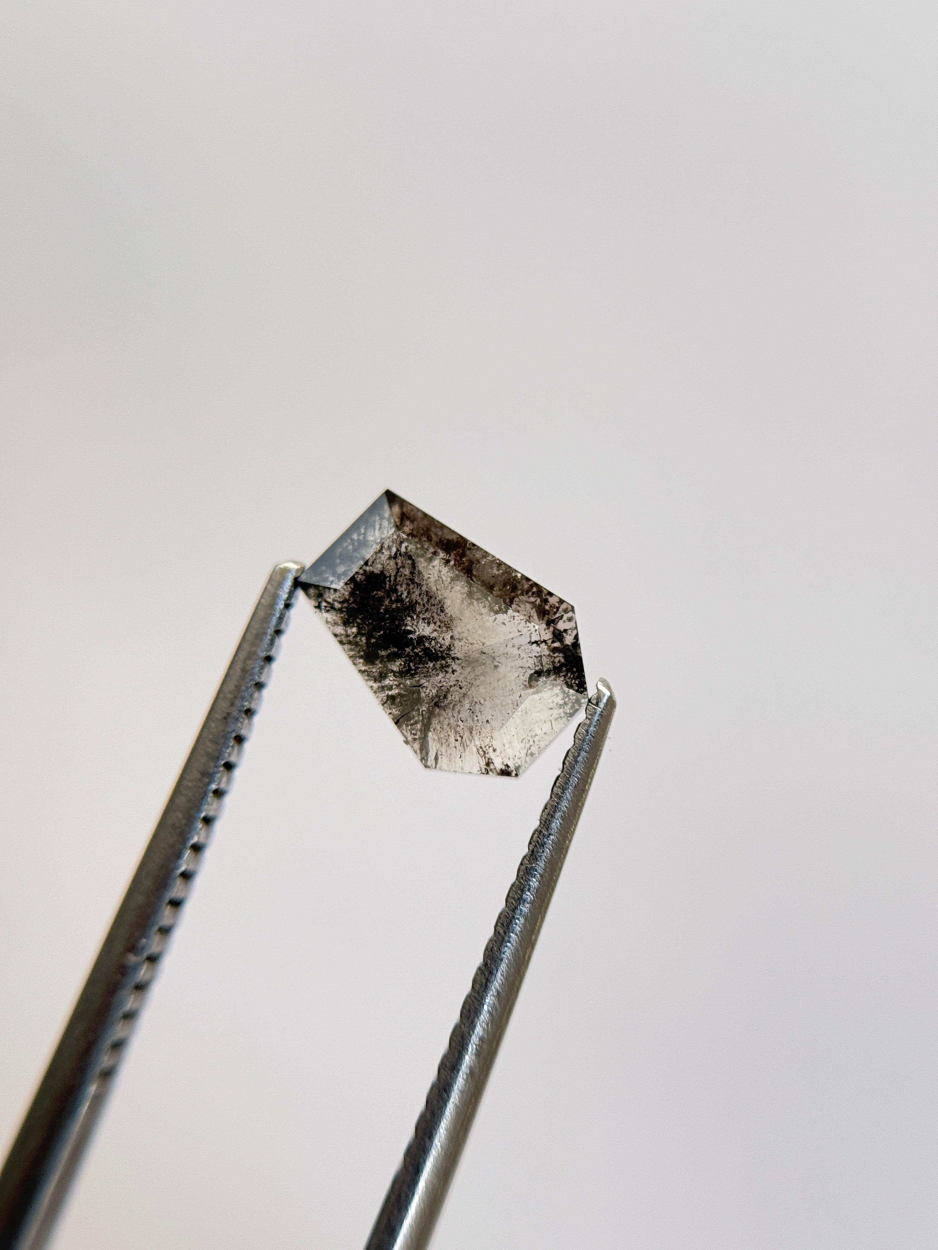 1.04 Ct Coffin Rose Cut Grey Natural Salt and Pepper Diamond