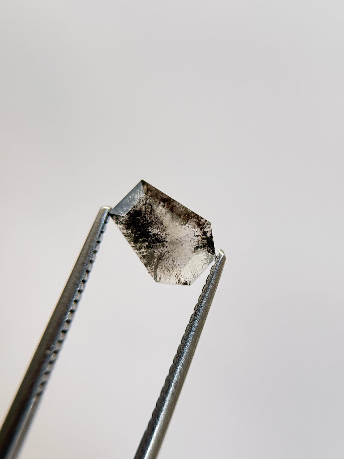 1.04 Ct Coffin Rose Cut Grey Natural Salt and Pepper Diamond