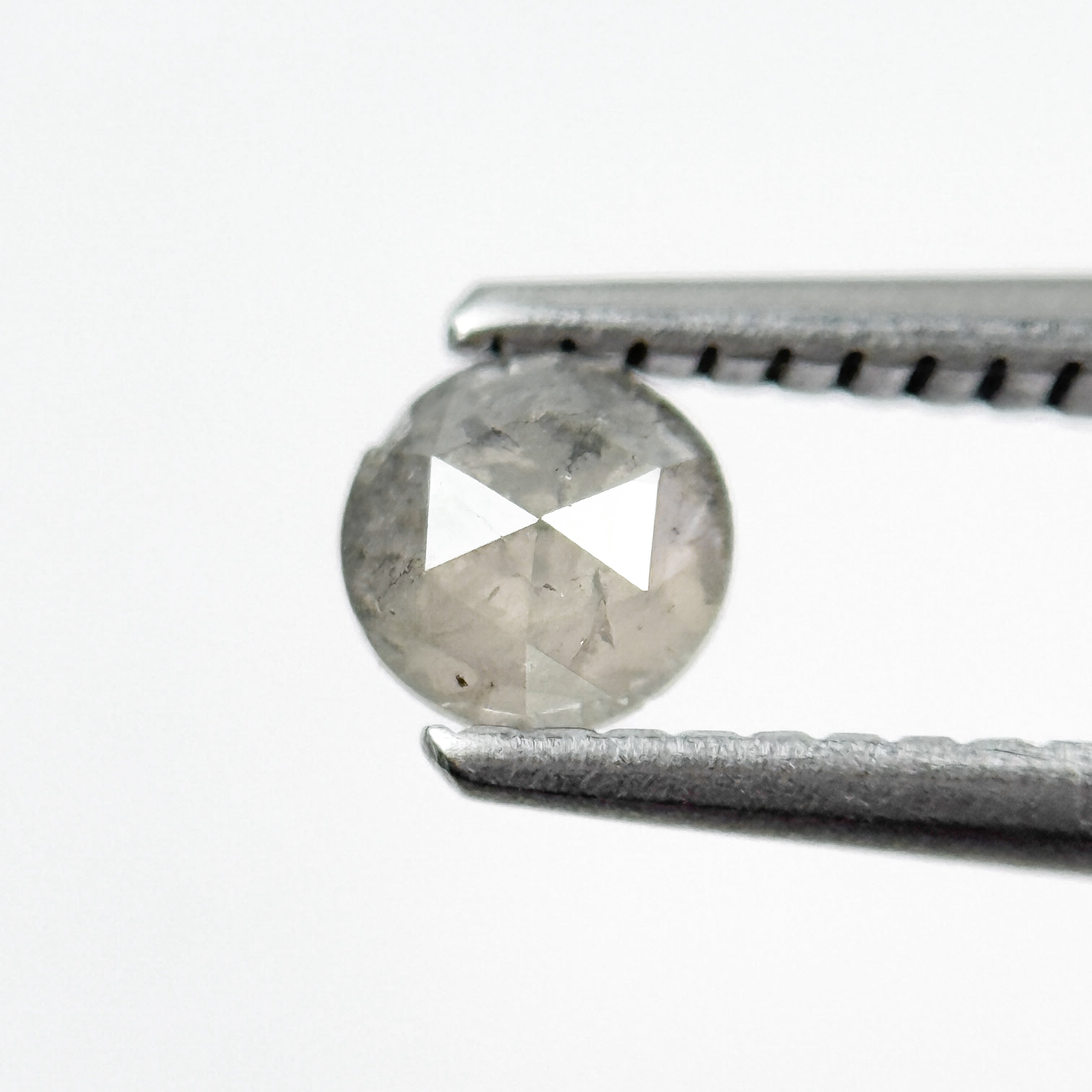 0.42 Ct Round Rose Cut Grey Natural Salt and Pepper Diamond