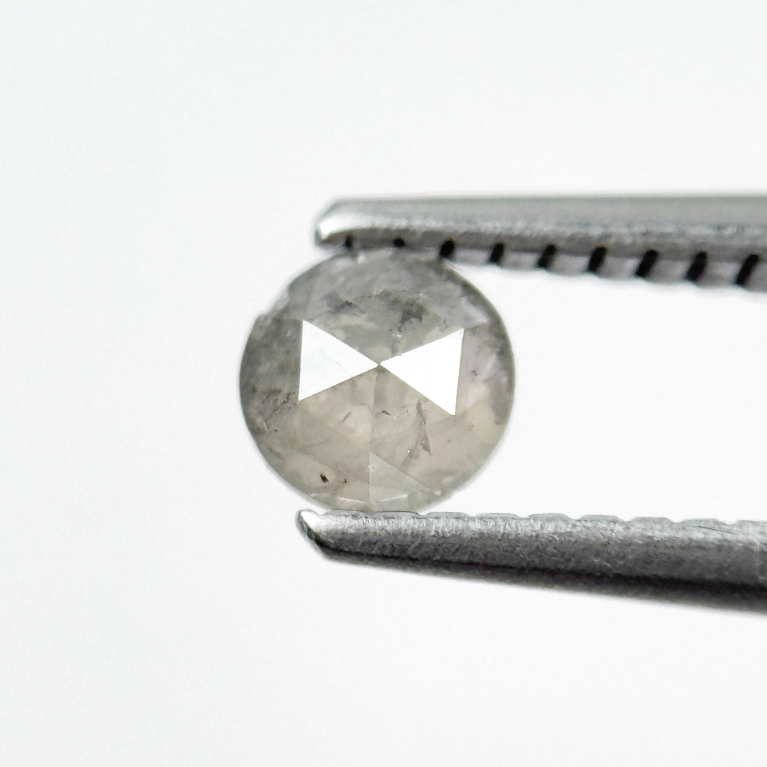 0.42 Ct Round Rose Cut Grey Natural Salt and Pepper Diamond