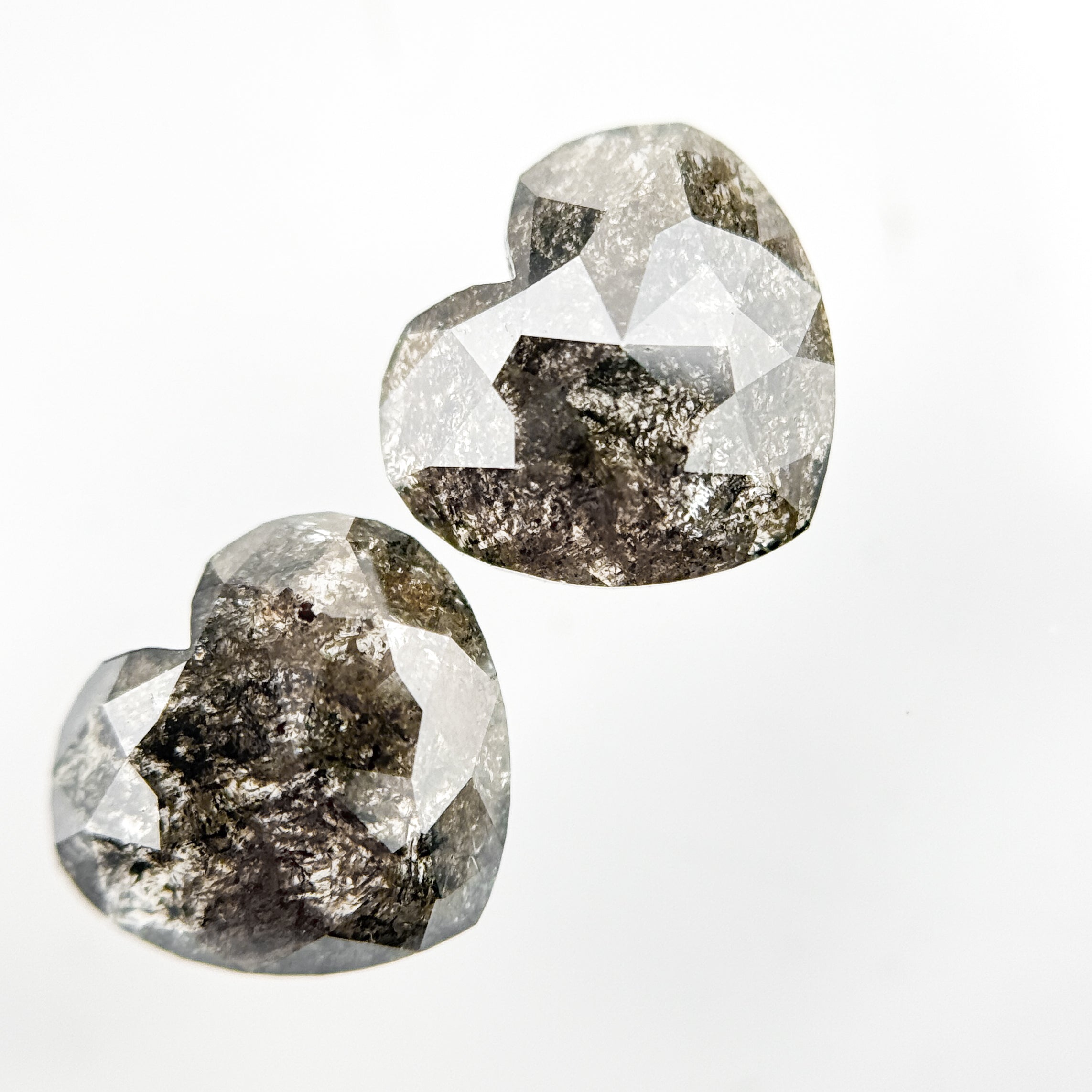 9 MM Heart Rose Cut Grey Natural Galaxy Diamond