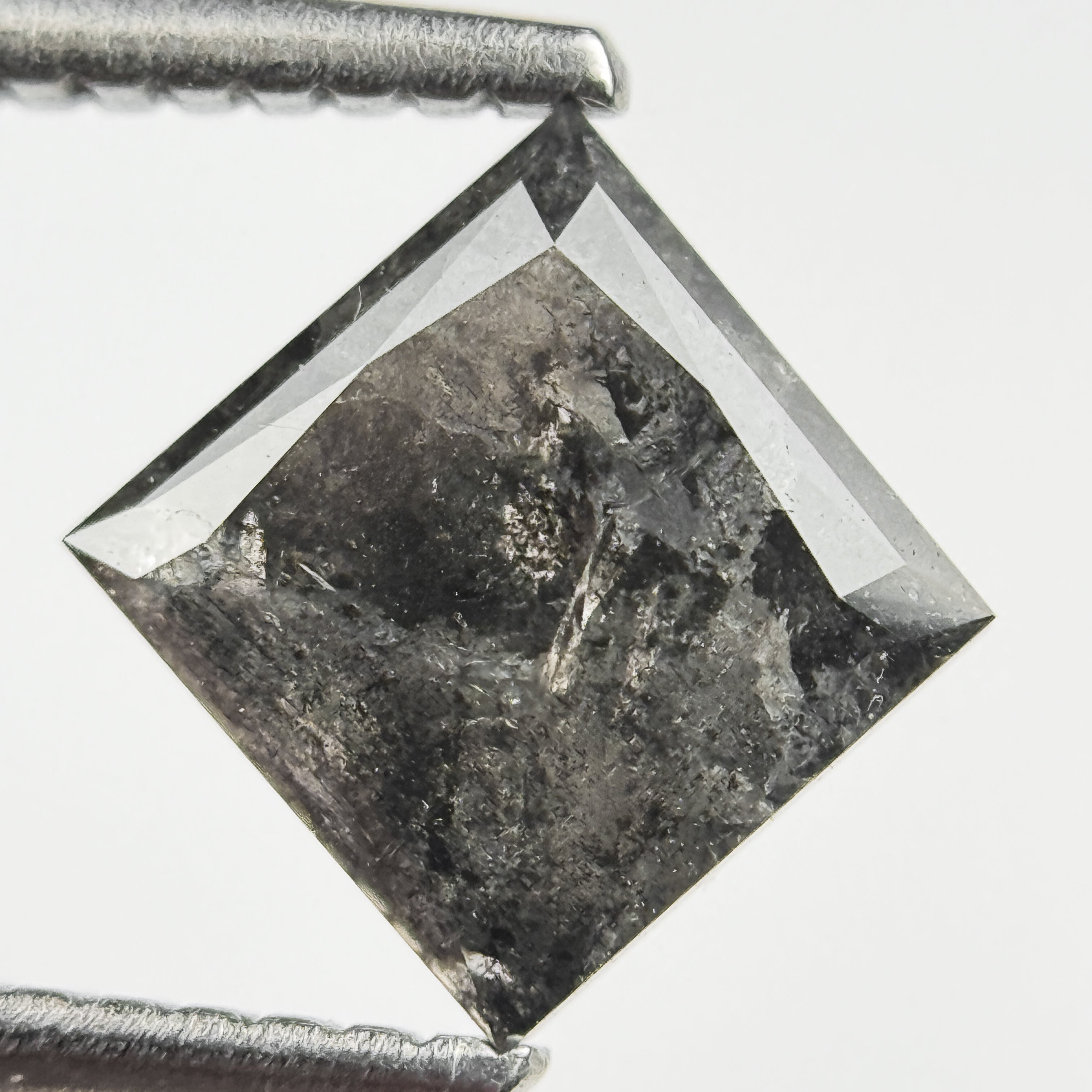 1.33 Ct Princess Rose Cut Grey Natural Salt and Pepper Diamond