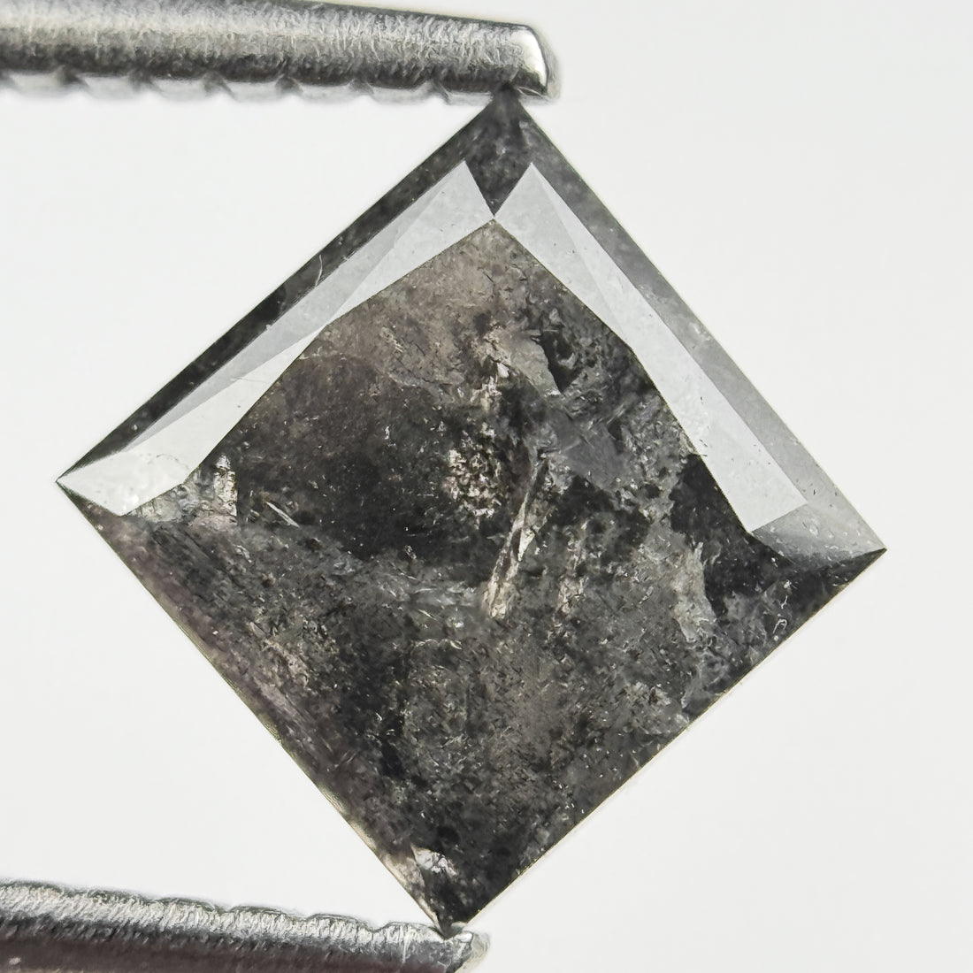 1.33 Ct Princess Rose Cut Grey Natural Salt and Pepper Diamond