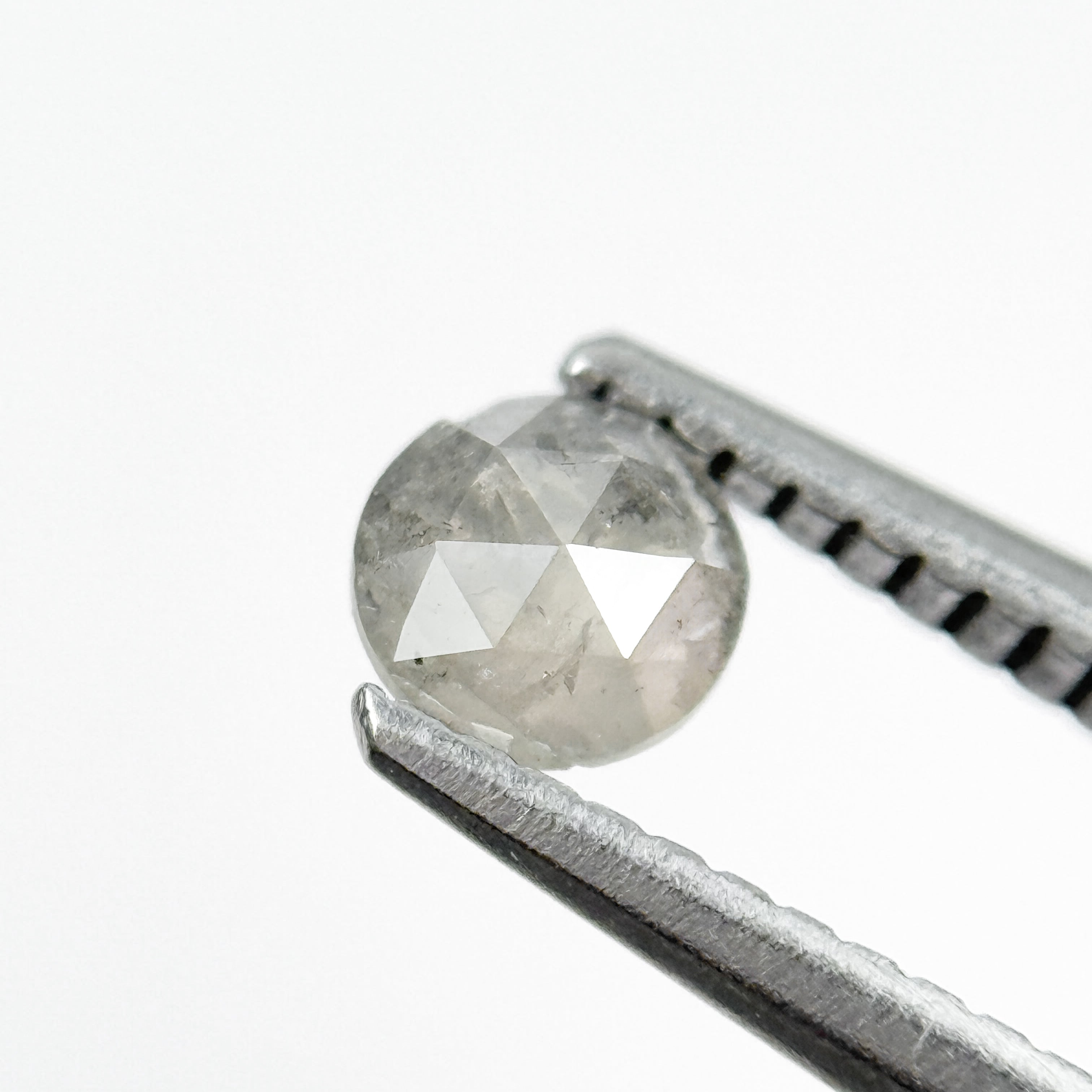 0.42 Ct Round Rose Cut Grey Natural Salt and Pepper Diamond